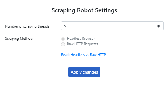 Scraping Settings