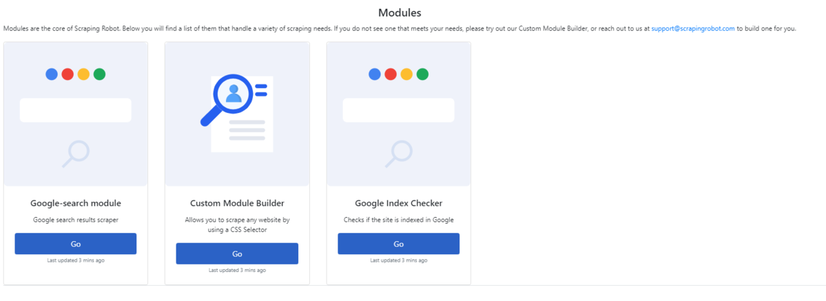 Scraping Robot Modules